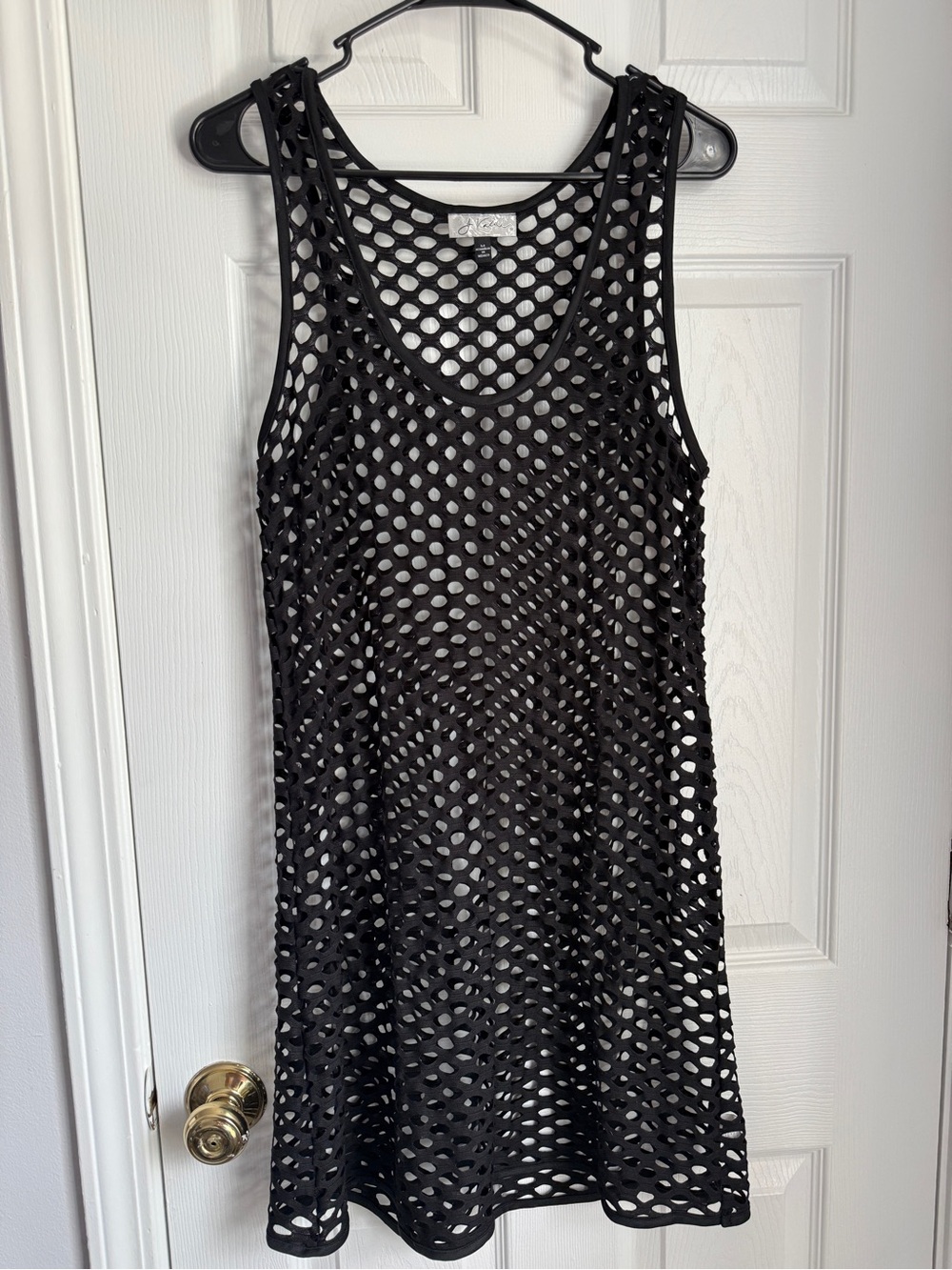 J Valdi Fishnet Mesh Swim Cover Up Black Y2K Festival Layering Top Size M